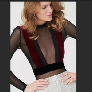 NWT Undress Code Bodysuit Size Large Mesh Velvet It Suits You Bodysuit Black